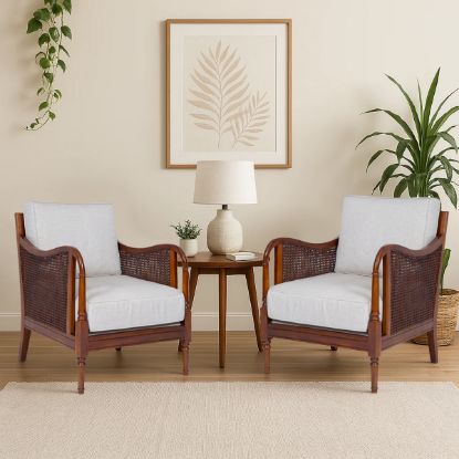 Picture of Soweto Upholstered Rattan Accent Chair Set of 2