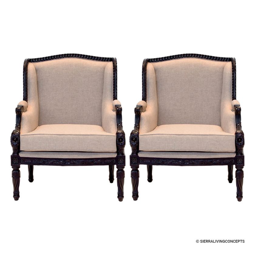 Picture of Arion Hand-Carved Frame Classic Accent Armchair Set of 2