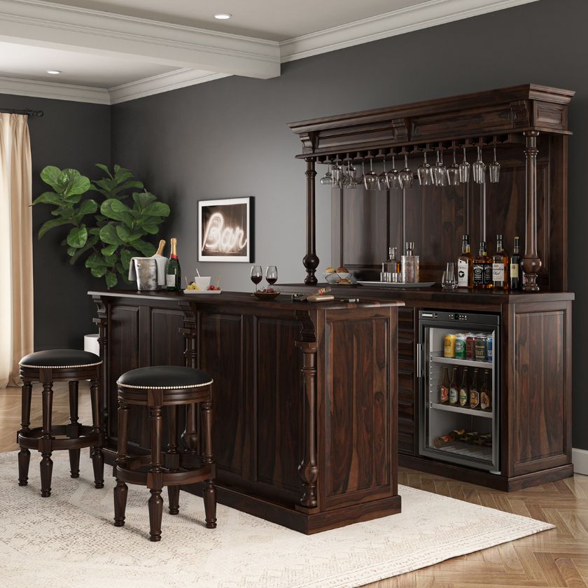 Nahant Traditional Home Bar Set with Stools