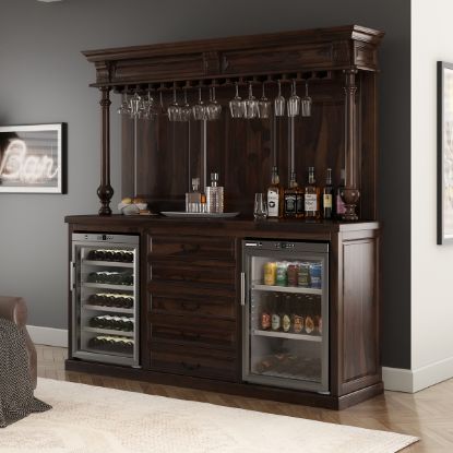 Picture of Nahant Traditional Home Bar Hutch with Mini Fridge Space