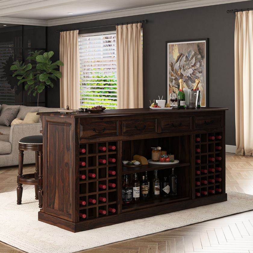 Picture of Nahant Traditional Home Bar Table with Storage 