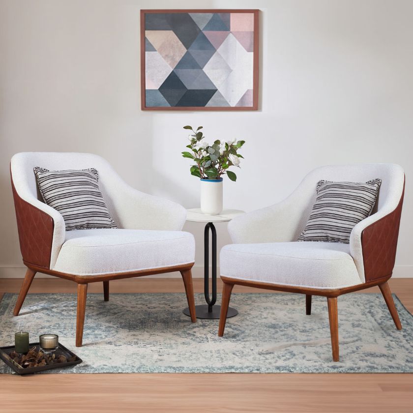 Picture of Alhambra upholstery Mid Century Modern Accent Chair Set of 2