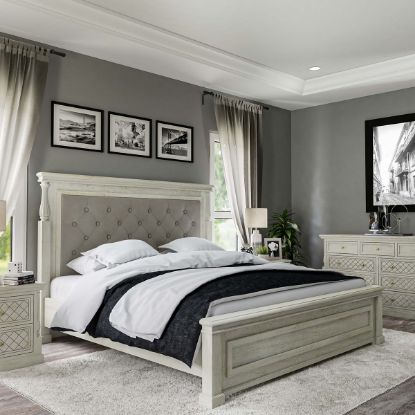 Picture of Bendigo Solid Wood Platform Bed with Tufted Headboard