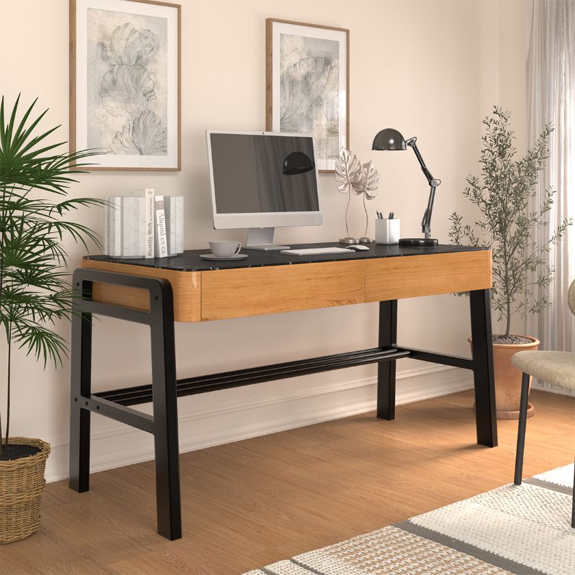 Picture of Medford Black Marble Top Desk With Drawers