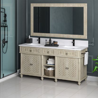 Picture of Nuala 72-Inch Hand Carved Solid wood  Bathroom Vanity with Double Sink