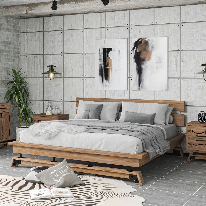 Picture of Lewiston Rustic Modern Solid Wood Platform Bed