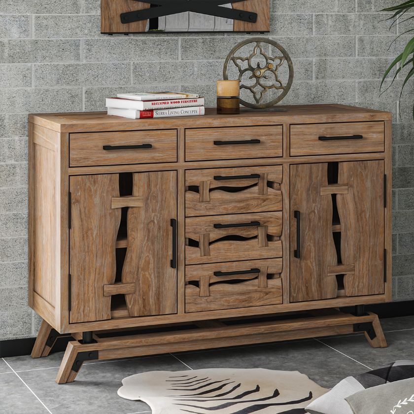 Picture of Lewiston Rustic Solid Wood 6 Drawer Sideboard Dresser