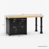 Picture of Prebbleton Solid Wood Black Kitchen Island with Seating and Storage