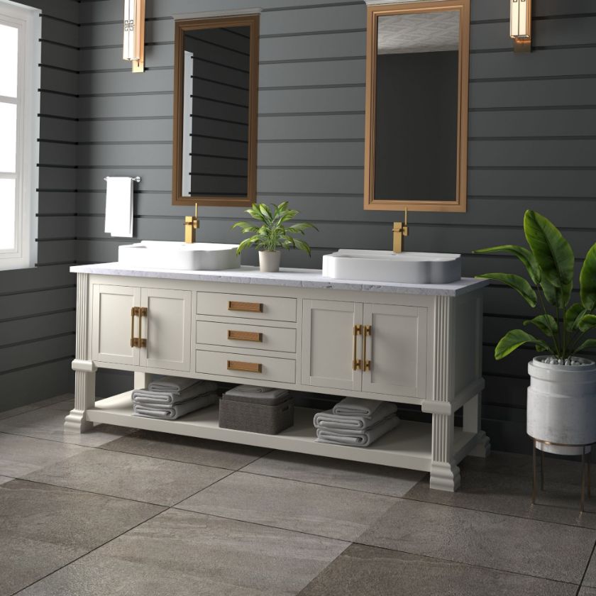 Picture of Atlanta White 72 Inch Bathroom Vanity with Double Sink Space