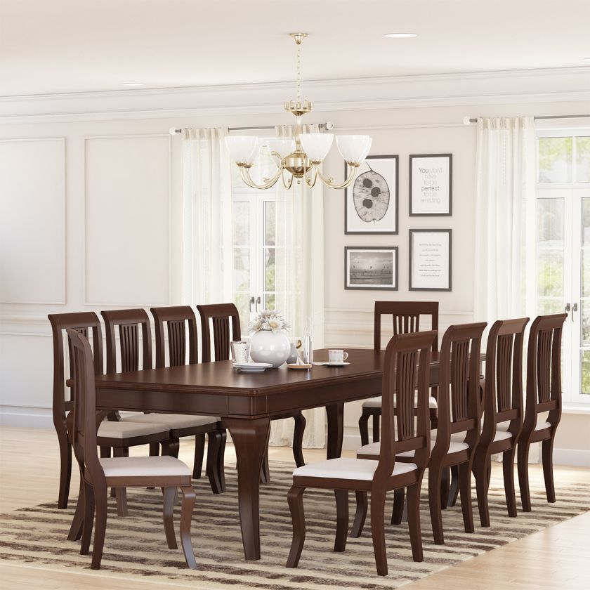 Picture of Cromberg Solid Mahogany Wood Large Dining Table Set