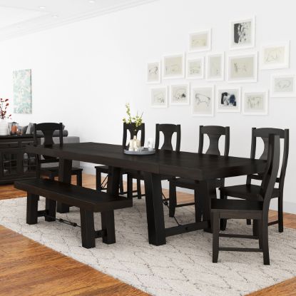 Picture of Tirana Rustic Solid Wood Extension Dining Table 6 Chairs and Bench Set