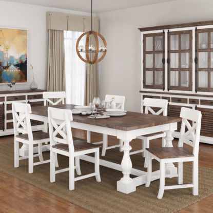 Picture of Danville Farmhouse Two-Tone Solid Wood Dining Table With 8 Chairs Set