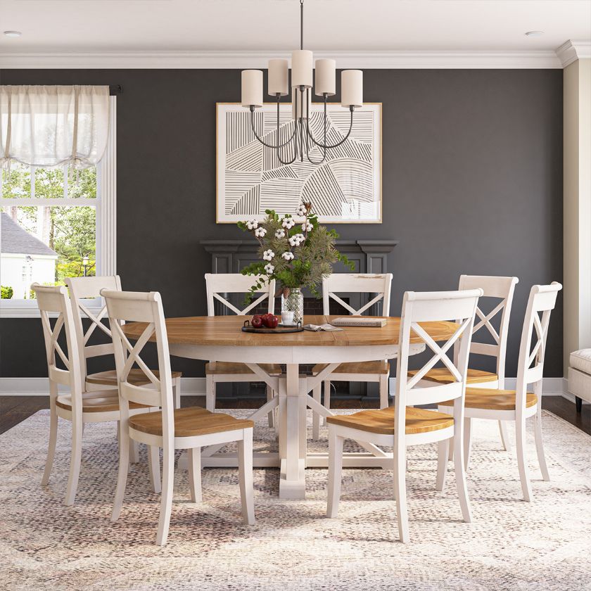 Picture of Raleigh Solid Wood Extendable Round Dining Table Chair Set