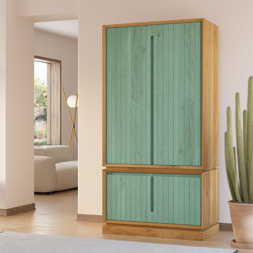 Picture of Manhattan Two Tone Tall Armoire with Shelves and Hanging Rod