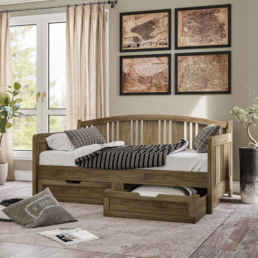 Picture of Lorient Solid Wood Twin Daybed with Storage Drawers