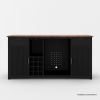 Picture of Gary Modern Black Bar Cabinet with Mini Fridge Space