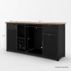 Picture of Gary Modern Black Bar Cabinet with Mini Fridge Space