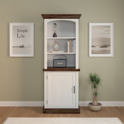 Picture of Morven Solid Wood White Bookcase with Cabinet (72")