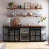 Picture of Gorulika Black Industrial Sideboard with Mini Fridge Space