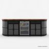 Picture of Gorulika Black Industrial Sideboard with Mini Fridge Space