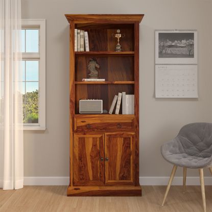 Picture of Lithia Tall Solid Wood Bookcase with Cabinet (78")