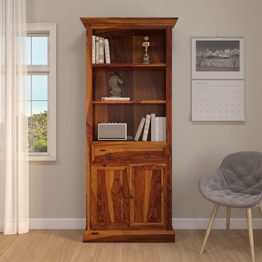 Picture of Lithia Tall Solid Wood Bookcase  with Cabinet 