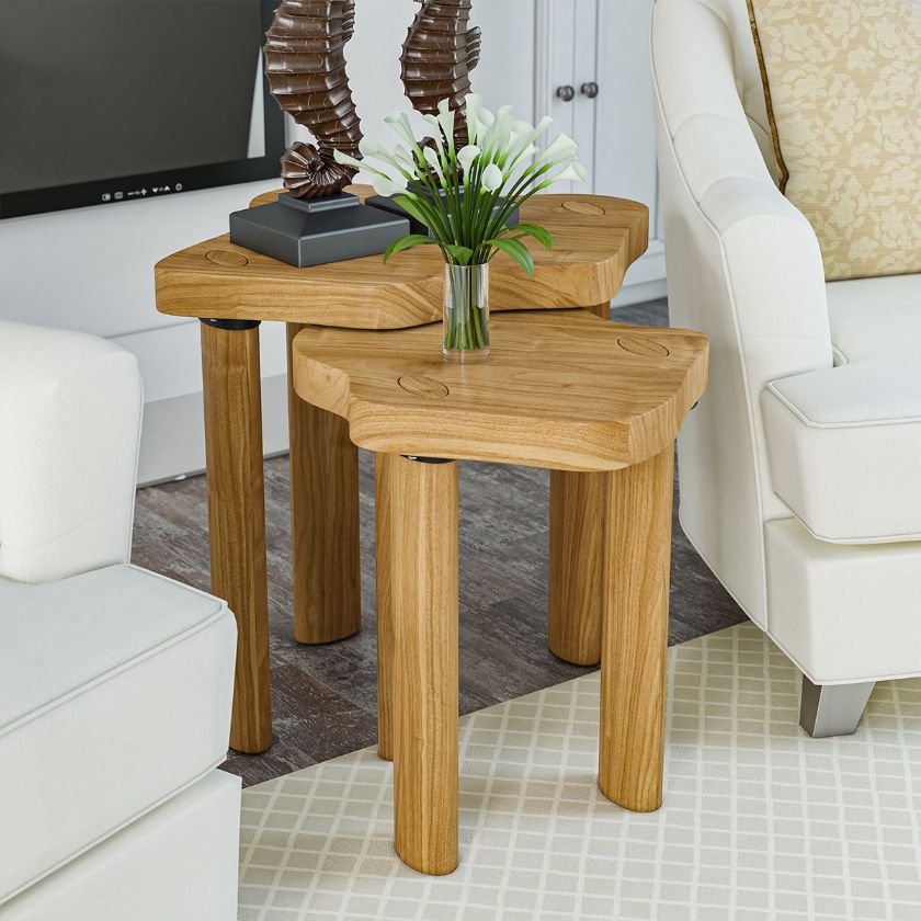 Picture of Surfside Freeform Solid Wood Cloud Shape Nesting End Table