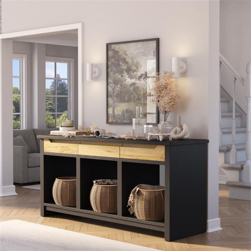 Picture of Aventura Modern Black Console Table with Drawers