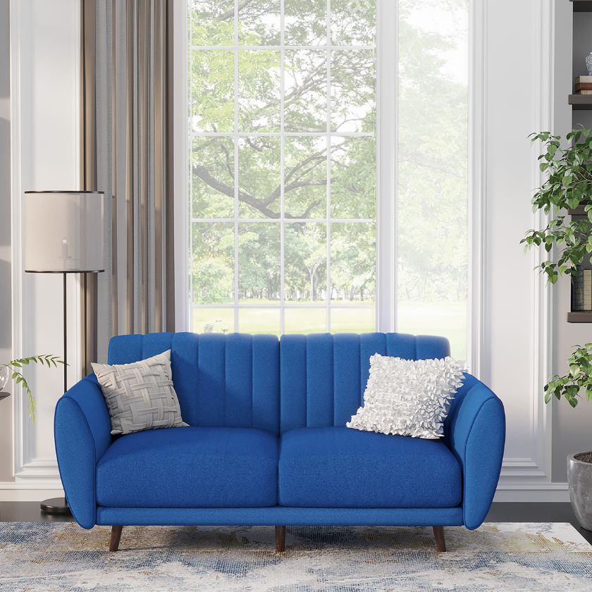 Picture of Kelseyville 2 Seater Curved Blue Loveseat Sofa