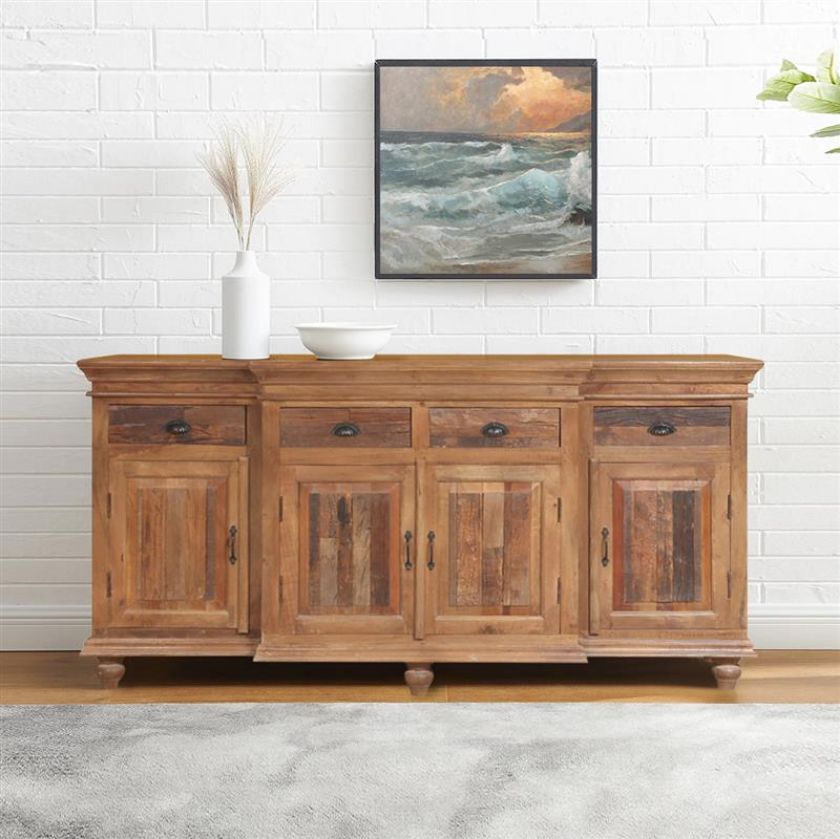 Picture of Allerdale Rustic Solid Wood 4 Drawer Extra Long Buffet Sideboard