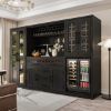 Picture of Lisbon Black Wine Bar Cabinet With Fridge Space