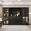 Picture of Lisbon Black Wine Bar Cabinet With Fridge Space