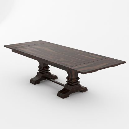 Picture of Chantilly Solid Wood Large Trestle Extendable Dining Table with Leaf