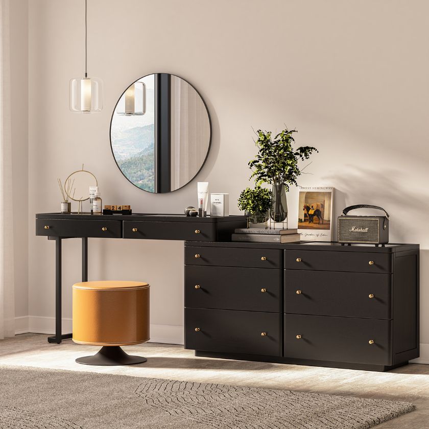 Picture of Cobb Modern Black Makeup Vanity Desk and Chair Set