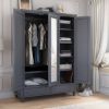 Picture of Marysville Solid Wood Large Wardrobe Armoire with Mirror