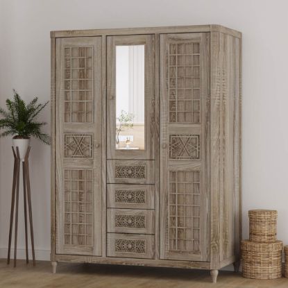 Picture of Winnetka Weathered Large Wardrobe Armoire with Mirror