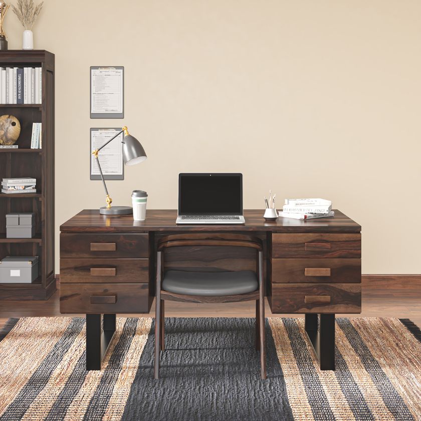 Picture of Sanger Modern Wooden Writers Desk with Drawers