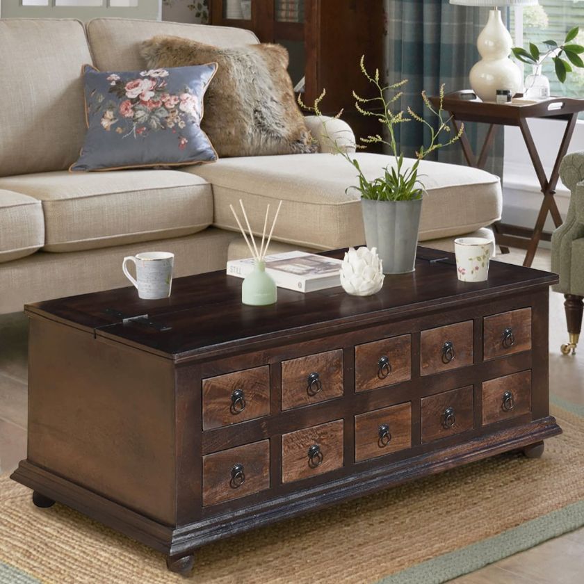 Picture of Classic Lift Top Antique Coffee Table With Drawer Storage