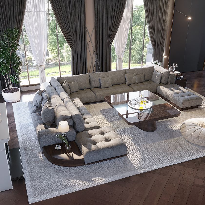 Picture of Romoland Modular U Shaped Sectional Sofa with Ottoman