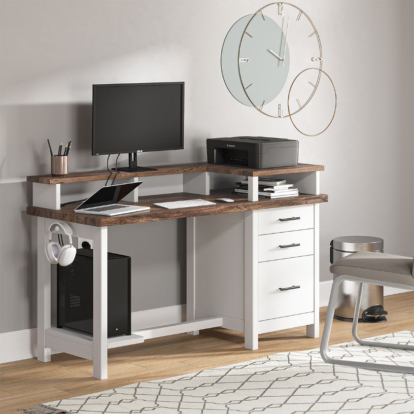 Picture of Occidental Modern Two Tier Desk with Monitor Stand